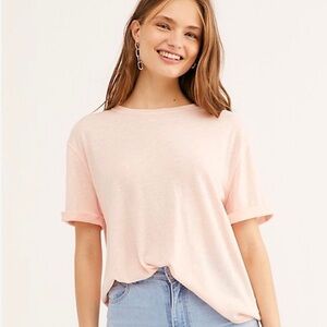 NWT Free People We The Free Cassidy Cuffed Sleeve T-Shirt Pink Women’s Size S